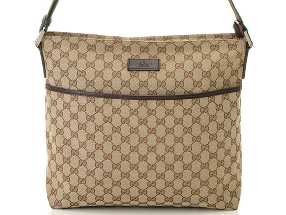 Gucci GG Hobo Bag Canvas Leather Beige Cream Brown